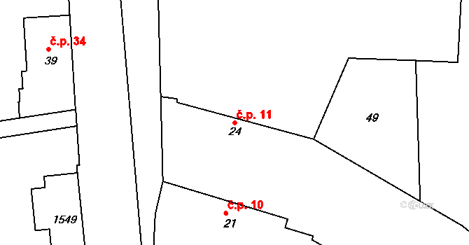 Habrkovice 11, Záboří nad Labem na parcele st. 24 v KÚ Habrkovice, Katastrální mapa