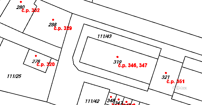 Josefův Důl 346,347 na parcele st. 319 v KÚ Josefův Důl u Jablonce nad Nisou, Katastrální mapa
