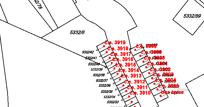 Jihlava 3918 na parcele st. 5332/41 v KÚ Jihlava, Katastrální mapa
