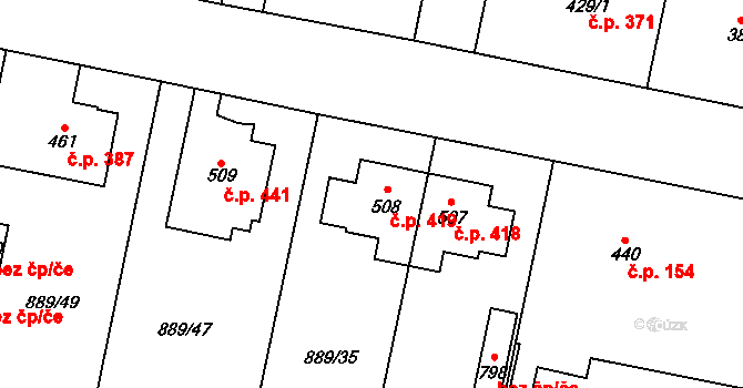 Cerhenice 419 na parcele st. 508 v KÚ Cerhenice, Katastrální mapa