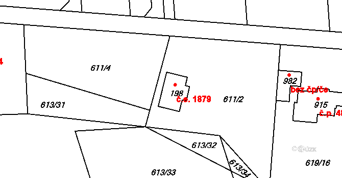 Olešovice 1879, Kamenice na parcele st. 198 v KÚ Těptín, Katastrální mapa