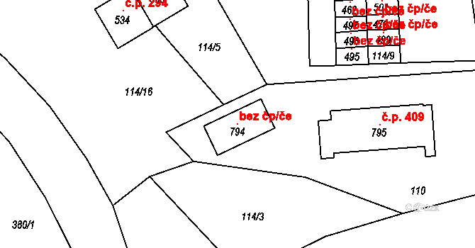 Lánov 147500362 na parcele st. 794 v KÚ Prostřední Lánov, Katastrální mapa