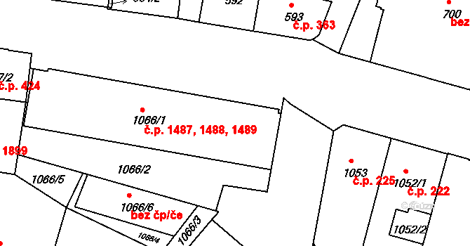 Děčín IV-Podmokly 1487,1488,1489, Děčín na parcele st. 1066/1 v KÚ Podmokly, Katastrální mapa