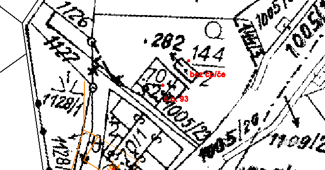 Sázava 93 na parcele st. 70/2 v KÚ Sázava u Lanškrouna, Katastrální mapa