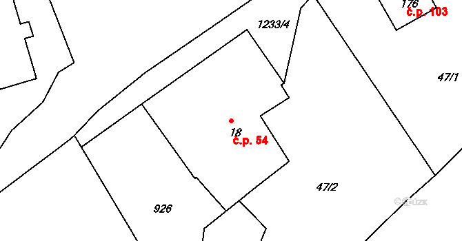 Javorník 54 na parcele st. 18 v KÚ Javorník u Svitav, Katastrální mapa
