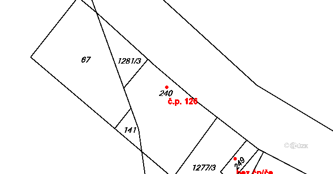 Krásná Lípa 126, Šindelová na parcele st. 240 v KÚ Krásná Lípa u Šindelové, Katastrální mapa