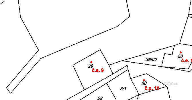 Kamenné 9, Měděnec na parcele st. 29 v KÚ Kamenné, Katastrální mapa