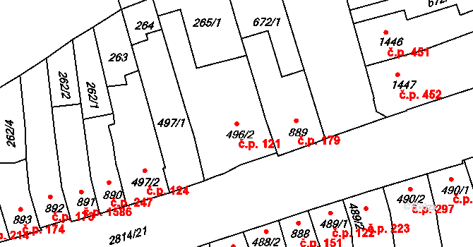 Kolín V 121, Kolín na parcele st. 496/2 v KÚ Kolín, Katastrální mapa
