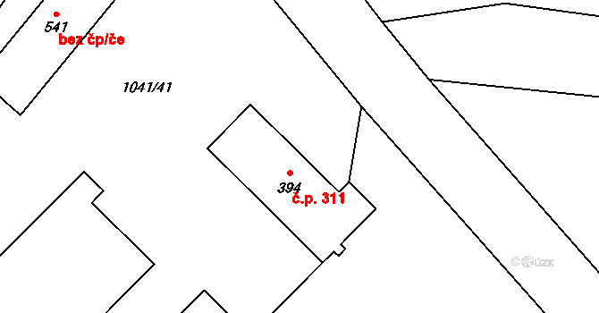 Deštná 311 na parcele st. 394 v KÚ Deštná u Jindřichova Hradce, Katastrální mapa