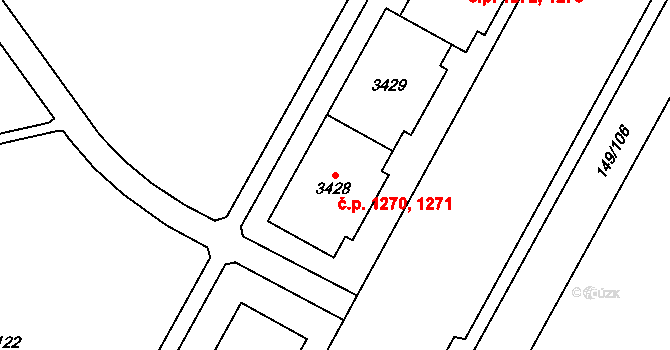 Bolevec 1270,1271, Plzeň na parcele st. 3428 v KÚ Bolevec, Katastrální mapa