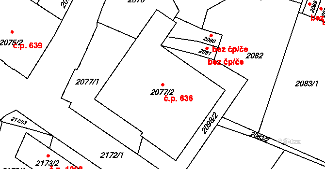 Vítkov 636 na parcele st. 2077/2 v KÚ Vítkov, Katastrální mapa