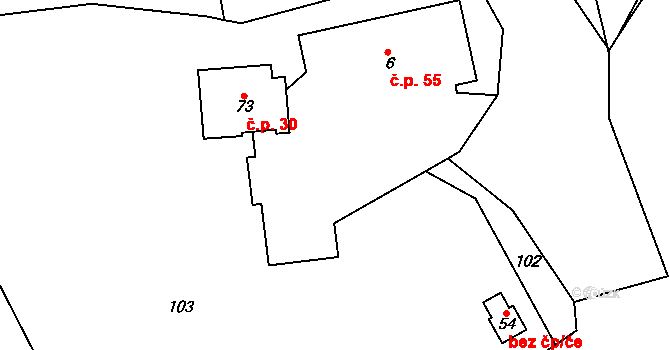 Kamenice 55, Konecchlumí na parcele st. 6 v KÚ Kamenice u Konecchlumí, Katastrální mapa