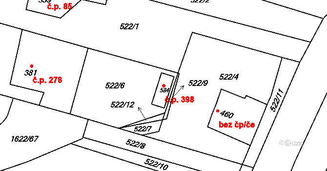 Opatovice nad Labem 398 na parcele st. 584 v KÚ Opatovice nad Labem, Katastrální mapa