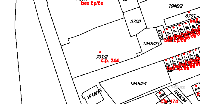 Chrudim II 244, Chrudim na parcele st. 791/2 v KÚ Chrudim, Katastrální mapa