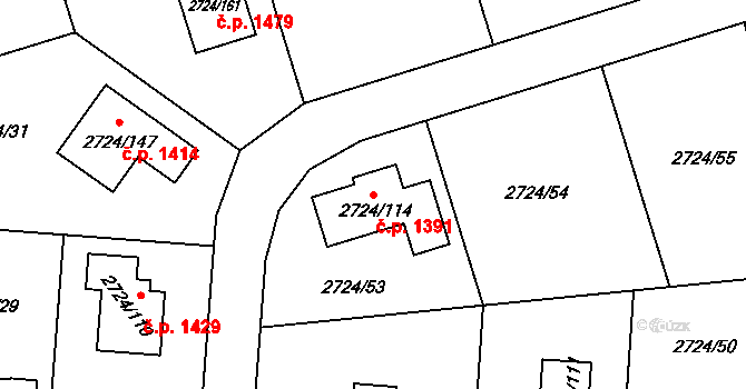 Kylešovice 1391, Opava na parcele st. 2724/114 v KÚ Kylešovice, Katastrální mapa