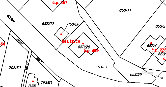 Sedlec 459, Kutná Hora na parcele st. 653/29 v KÚ Sedlec u Kutné Hory, Katastrální mapa