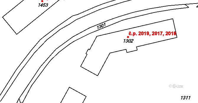 Žďár nad Sázavou 3 2017,2018,2019, Žďár nad Sázavou na parcele st. 1302 v KÚ Město Žďár, Katastrální mapa