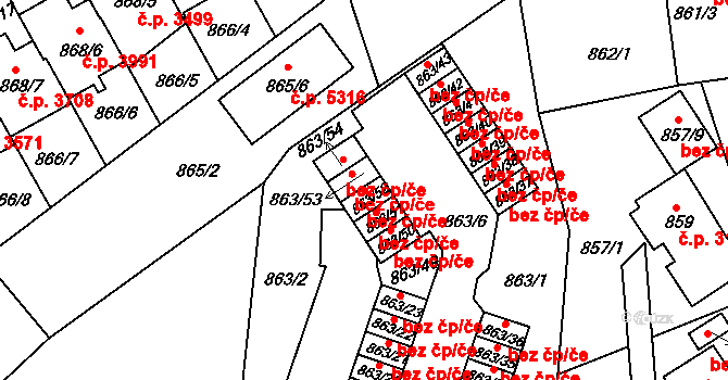 Mšeno nad Nisou 2496, Jablonec nad Nisou na parcele st. 863/52 v KÚ Mšeno nad Nisou, Katastrální mapa