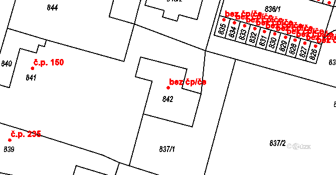 Divišov 39353362 na parcele st. 842 v KÚ Divišov u Benešova, Katastrální mapa
