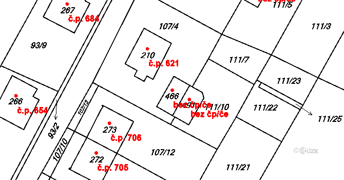 Chvalčov 41516362 na parcele st. 466 v KÚ Chvalčova Lhota, Katastrální mapa