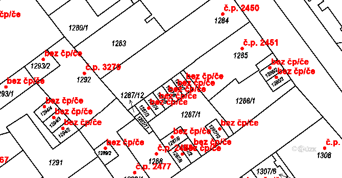 Teplice 42297362 na parcele st. 1287/6 v KÚ Teplice, Katastrální mapa