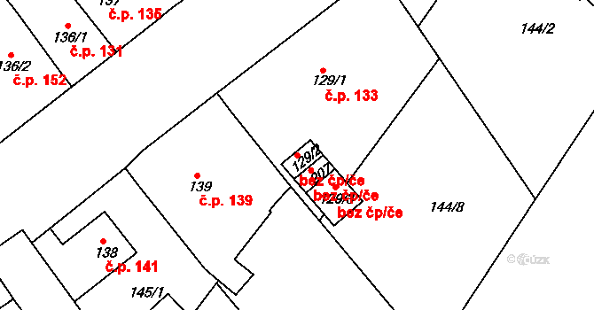 Lahošť 45092362 na parcele st. 129/2 v KÚ Lahošť, Katastrální mapa