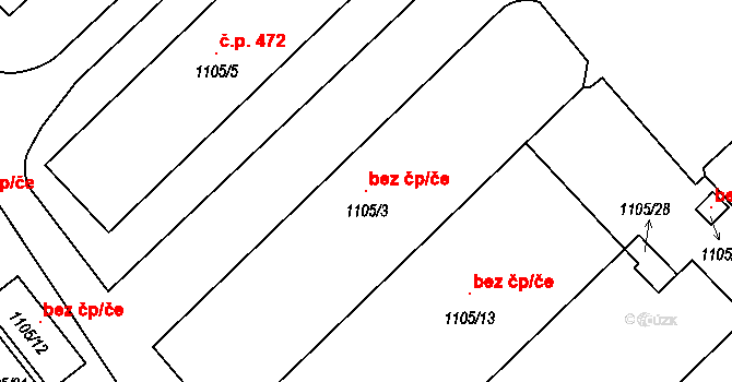 Novosedlice 48402362 na parcele st. 1105/3 v KÚ Novosedlice, Katastrální mapa