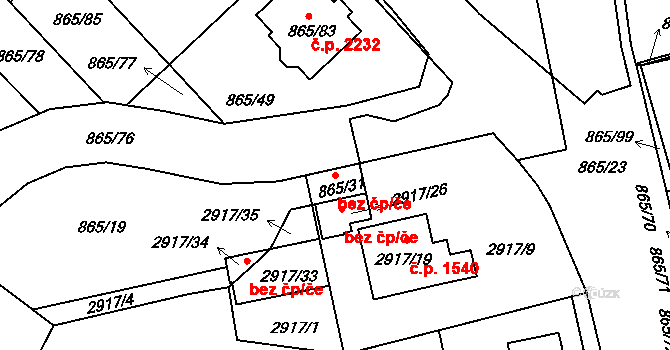Pelhřimov 48541362 na parcele st. 865/31 v KÚ Pelhřimov, Katastrální mapa