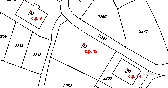 Prostřední Lipka 12, Králíky na parcele st. 196 v KÚ Prostřední Lipka, Katastrální mapa