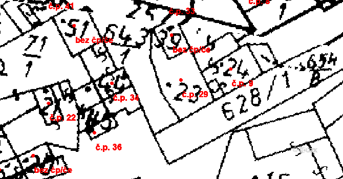 Jemníky 29 na parcele st. 23 v KÚ Jemníky, Katastrální mapa