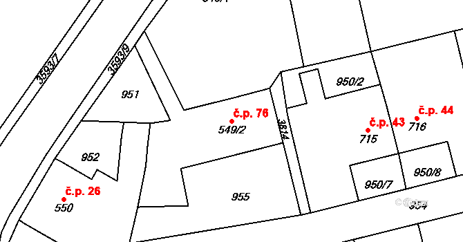 Jezbiny 76, Jaroměř na parcele st. 549/2 v KÚ Jezbiny, Katastrální mapa