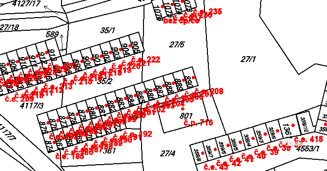 Počátky 205 na parcele st. 887 v KÚ Počátky, Katastrální mapa