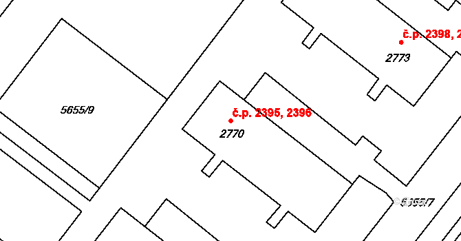 Žatec 2395,2396 na parcele st. 2770 v KÚ Žatec, Katastrální mapa
