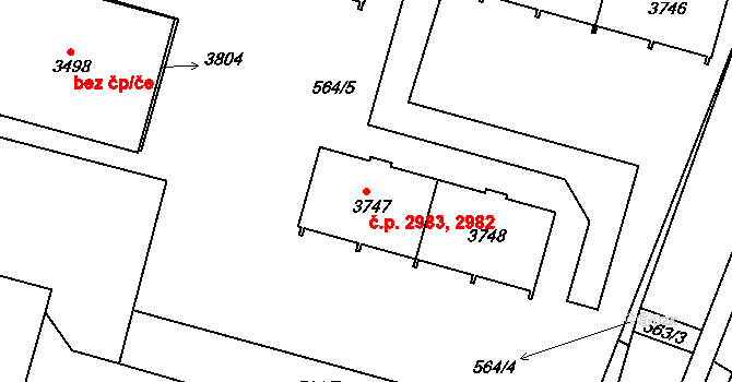 Havlíčkův Brod 2982,2983 na parcele st. 3747 v KÚ Havlíčkův Brod, Katastrální mapa