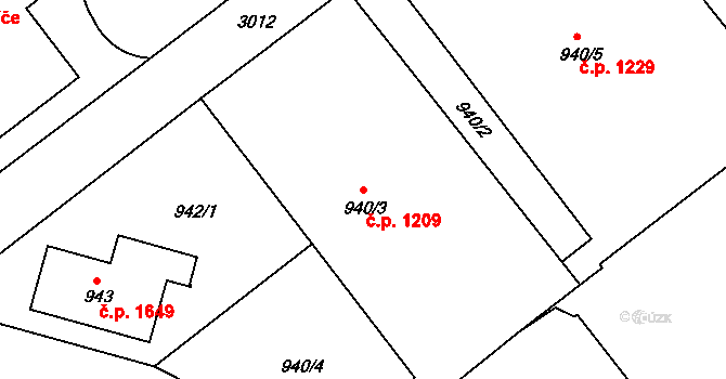 Rychnov nad Kněžnou 1209 na parcele st. 940/3 v KÚ Rychnov nad Kněžnou, Katastrální mapa