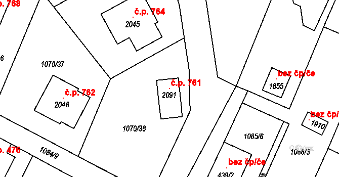 Kdyně 761 na parcele st. 2091 v KÚ Kdyně, Katastrální mapa