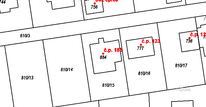 Halouny 155, Svinaře na parcele st. 884 v KÚ Svinaře, Katastrální mapa