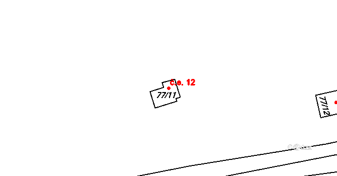 Malešín 12, Řehenice na parcele st. 77/11 v KÚ Malešín, Katastrální mapa