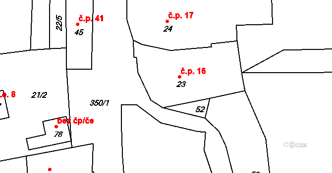 Snopoušovy 16, Dolní Lukavice na parcele st. 23 v KÚ Snopoušovy, Katastrální mapa
