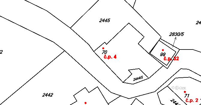 Malé 4, Brtnice na parcele st. 70 v KÚ Panská Lhota, Katastrální mapa
