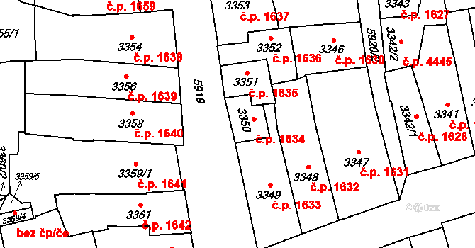 Jihlava 1634 na parcele st. 3350 v KÚ Jihlava, Katastrální mapa