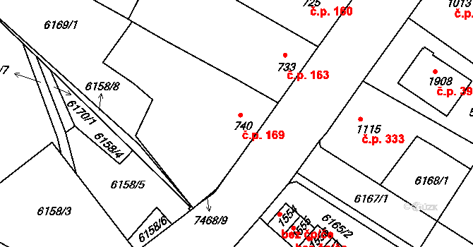 Telč-Štěpnice 169, Telč na parcele st. 740 v KÚ Telč, Katastrální mapa