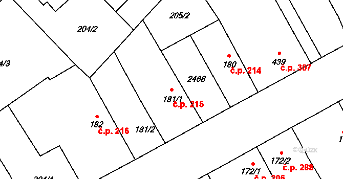 Dašice 215 na parcele st. 181/1 v KÚ Dašice, Katastrální mapa