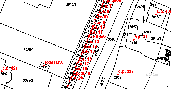 Nosálovice 13, Vyškov na parcele st. 3028/8 v KÚ Vyškov, Katastrální mapa