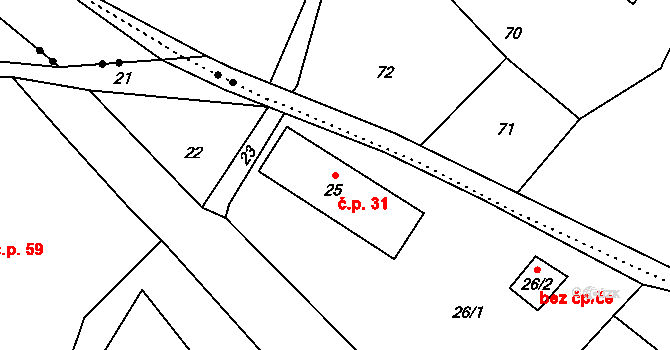 Janovice 31, Rýmařov na parcele st. 25 v KÚ Janovice u Rýmařova, Katastrální mapa