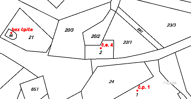 Broumovice 4, Neustupov na parcele st. 2 v KÚ Broumovice, Katastrální mapa