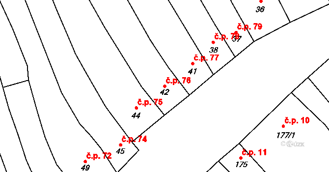 Cerhovice 76 na parcele st. 42 v KÚ Cerhovice, Katastrální mapa