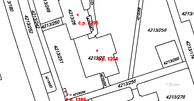 Lutyně 1204, Orlová na parcele st. 4213/27 v KÚ Horní Lutyně, Katastrální mapa