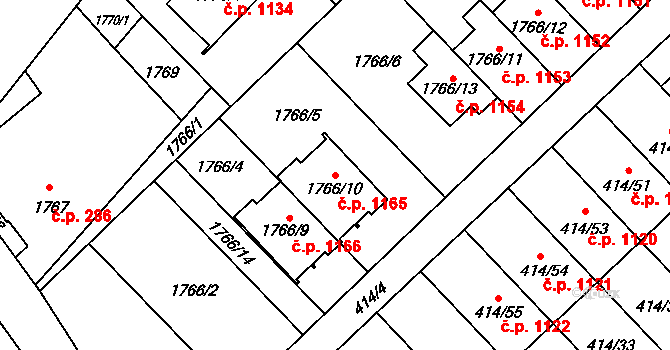 Poruba 1165, Orlová na parcele st. 1766/10 v KÚ Poruba u Orlové, Katastrální mapa