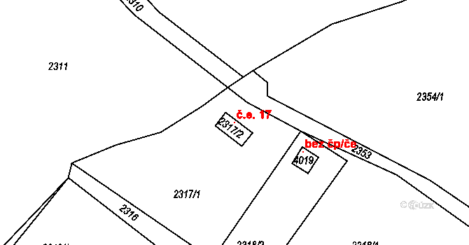 Železný Brod 17 na parcele st. 2317/2 v KÚ Železný Brod, Katastrální mapa